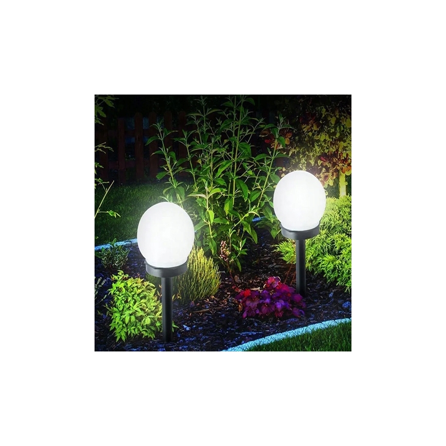Lampă solară cu LED, 1,2 V, 6500 K, 200 mAh, diametru 10 cm, IP44, alb/negru
