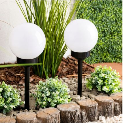 Lampă solară cu LED, 1,2 V, 6500 K, 200 mAh, diametru 10 cm, IP44, alb/negru
