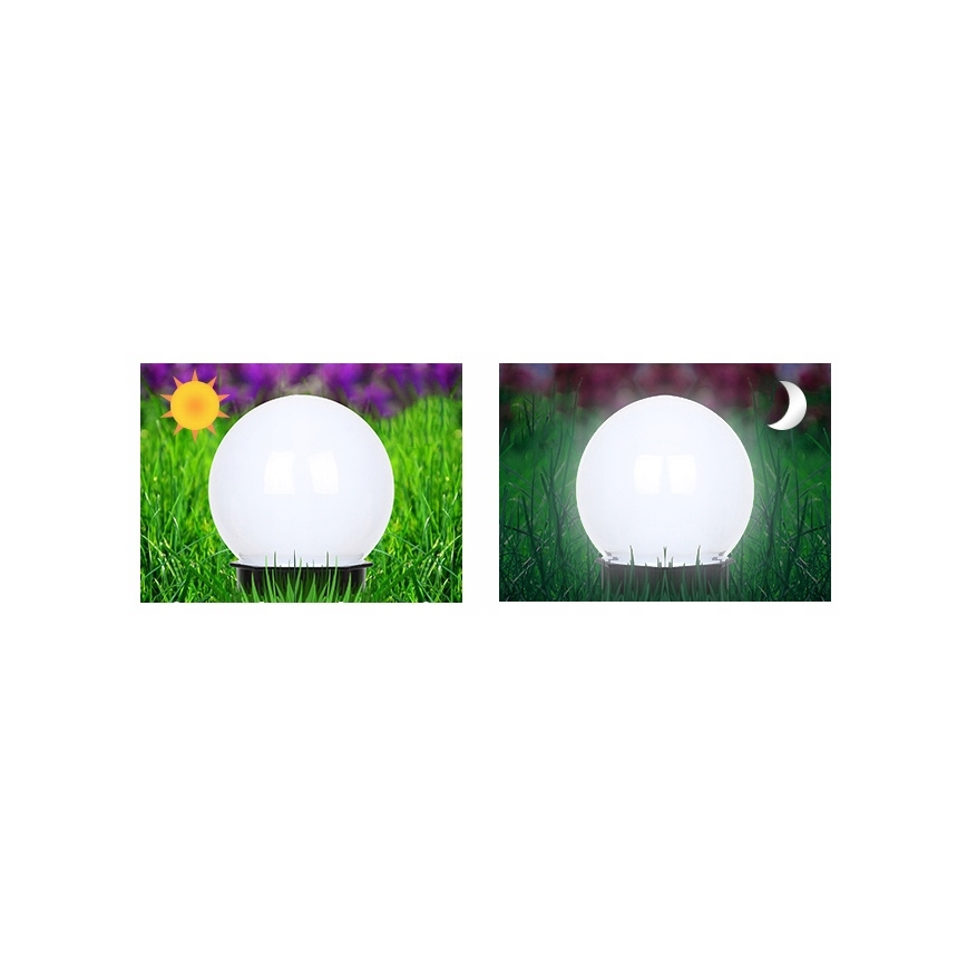 Lampă solară cu LED, 1,2 V, 6500 K, 200 mAh, diametru 10 cm, IP44, alb/negru