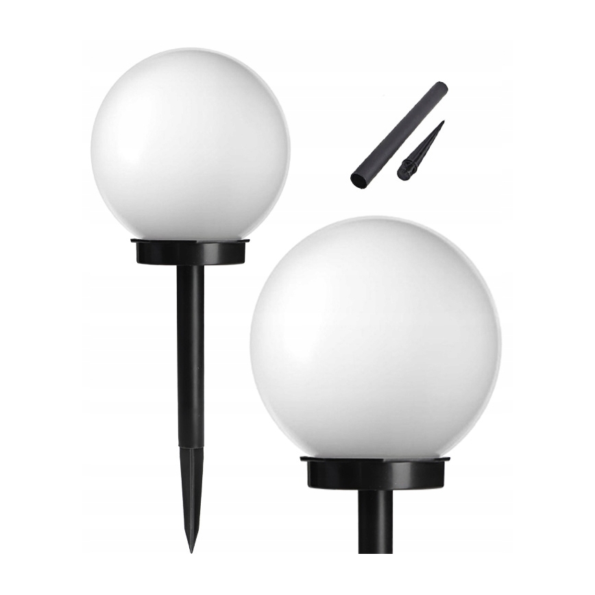 Lampă solară cu LED, 1,2 V, 6500 K, 200 mAh, diametru 10 cm, IP44, alb/negru