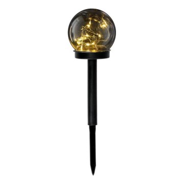 Lampă solară cu LED și senzor GLEAM, 1,2 V, 3000 K, IP44, 40 mAh, fumuriu/negru