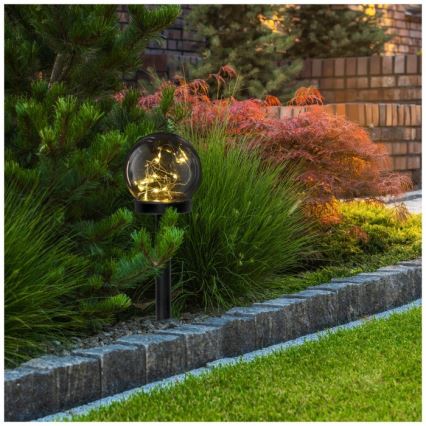 Lampă solară cu LED și senzor GLEAM, 1,2 V, 3000 K, IP44, 40 mAh, fumuriu/negru