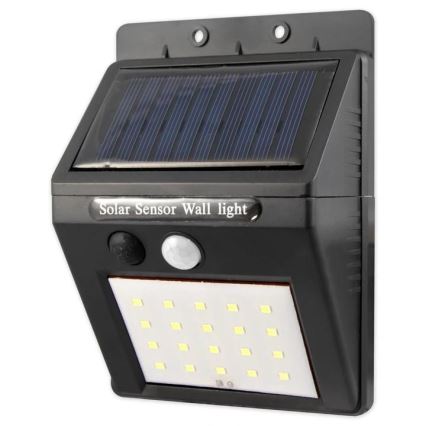Corp de iluminat solar de perete cu senzor și panou extern LED/0,55W/3,7V 1200 mAh IP44