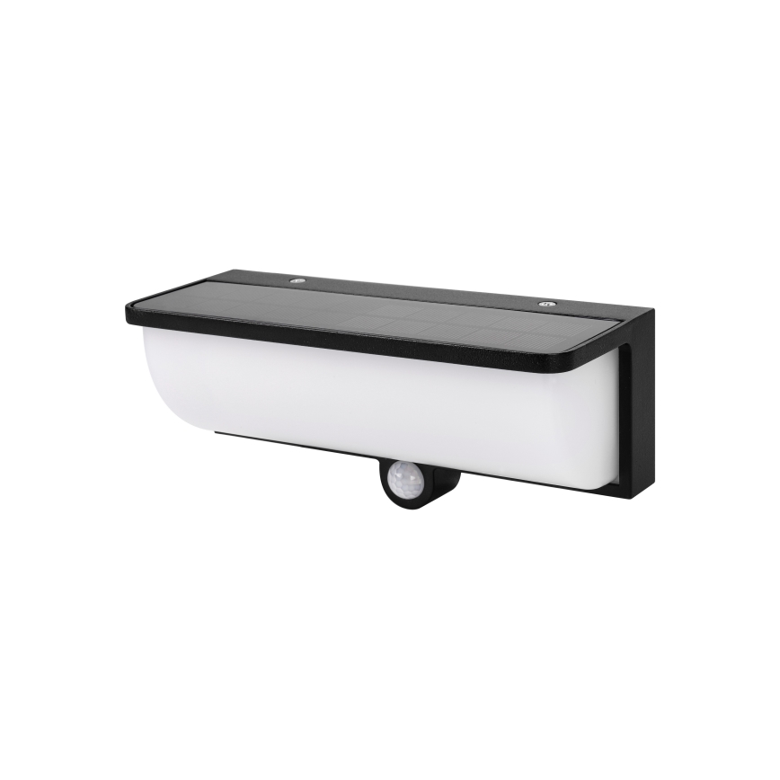 Lampă solară de perete LED cu senzor de mișcare și de amurg LED/3W/3,7V IP54 1500 mAh neagră