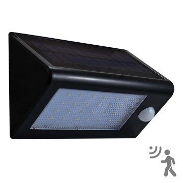 Lampă solară de perete cu LED și senzor LED/5,5W/3,7V 2000 mAh IP44 negru