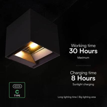 Lampă solară de perete cu senzor LED, 9W, 3,7V, 3000/4000/5000K, IP65, 2600 mAh, negru