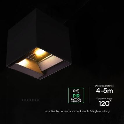 Lampă solară de perete cu senzor LED, 9W, 3,7V, 3000/4000/5000K, IP65, 2600 mAh, negru
