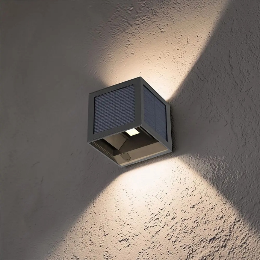 Aplica solară de perete LED cu senzor, LED/9W/3,7V, 3000/4000/6000K, IP65, 2600 mAh, negru