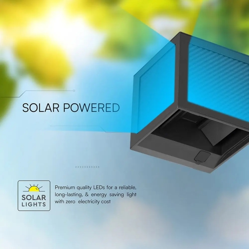 Aplica solară de perete LED cu senzor, LED/9W/3,7V, 3000/4000/6000K, IP65, 2600 mAh, negru