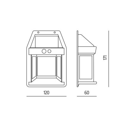 Lampă solară de perete cu senzor OMVIA LED/3,7V 3000K IP44 1200 mAh