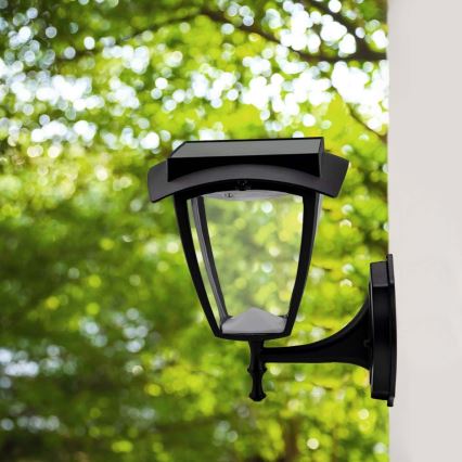 Lampă solară de perete LED/2W/3,7V 3000/6000K IP65 2200 mAh neagră