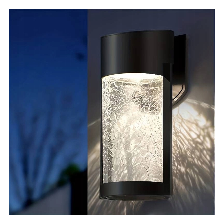 Lampă solară de perete LED/3,7V 300 mAh IP44 neagră