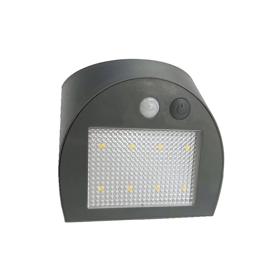 Aplica de perete solară LED cu senzor, 3W, 3,7V, 3000/4000K, 1200 mAh, IP54, antracit
