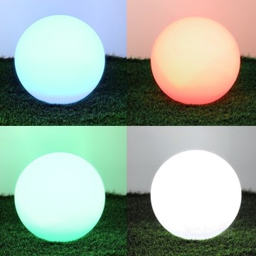 Lampă solară GARDEN BALL LED RGBW dimabilă, 5W, 3,7V, 3000K, IP54, 2200 mAh, Ø 30 cm + telecomandă