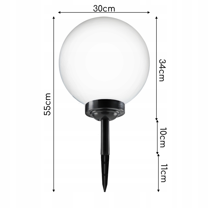 Lampă solară LED 1,2 V, 6500 K, 200 mAh, Ø 30 cm, IP44, alb/negru