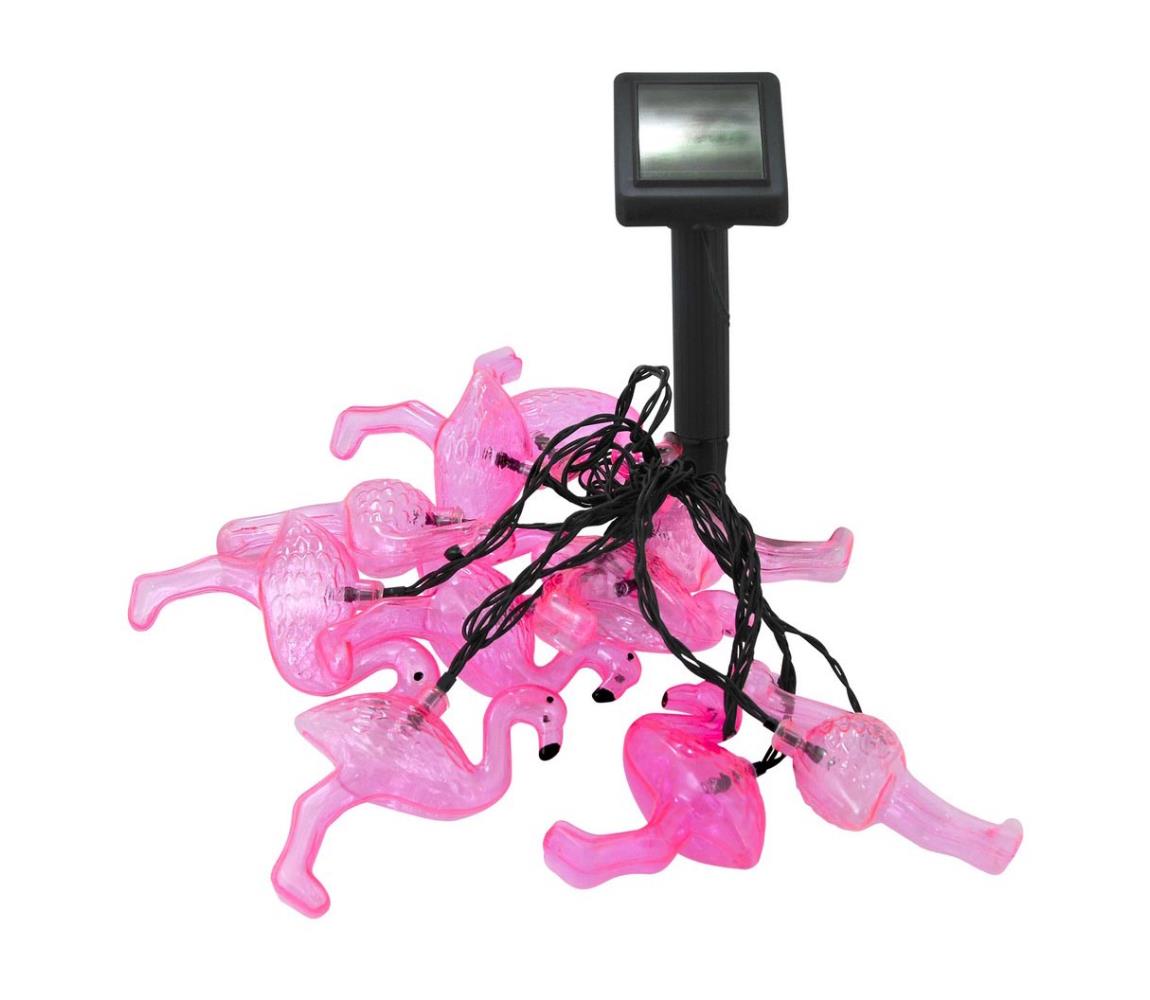 Lampă solară LED 10xLED IP44 pasăre flamingo