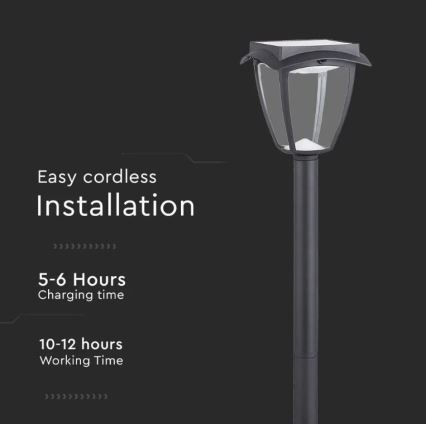 Lampă solară LED 2W, 230V, 93 cm, 3000/6000K, IP65, 2200 mAh