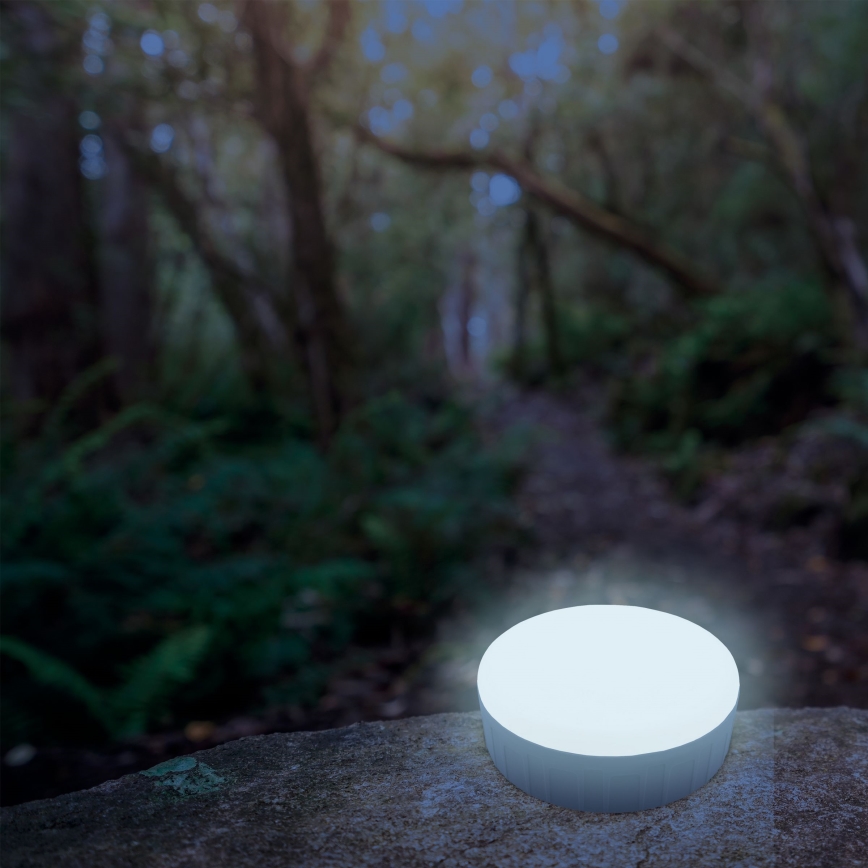 Lampă solară reîncărcabilă LED cu funcție de reglare a intensității și powerbank K3 LED/2W/5,5V 6500K IPX4 2400 mAh negru/alb