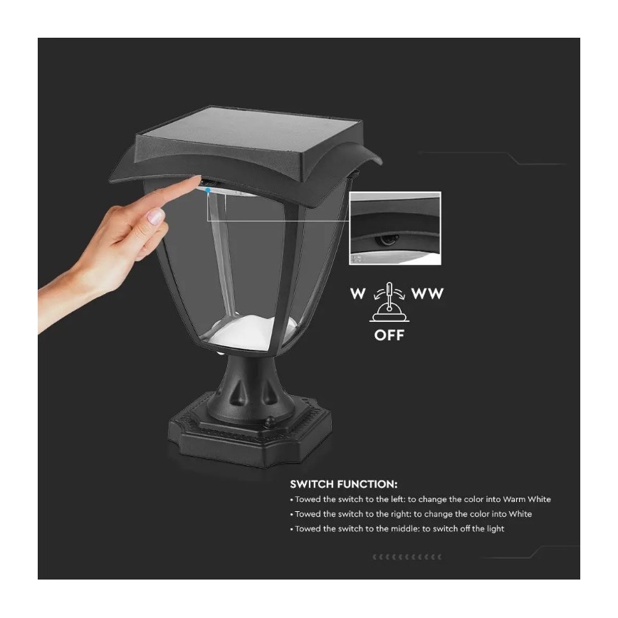 Lampă solară LED LED/2W/3,7V 3000/6000K IP65 2200 mAh