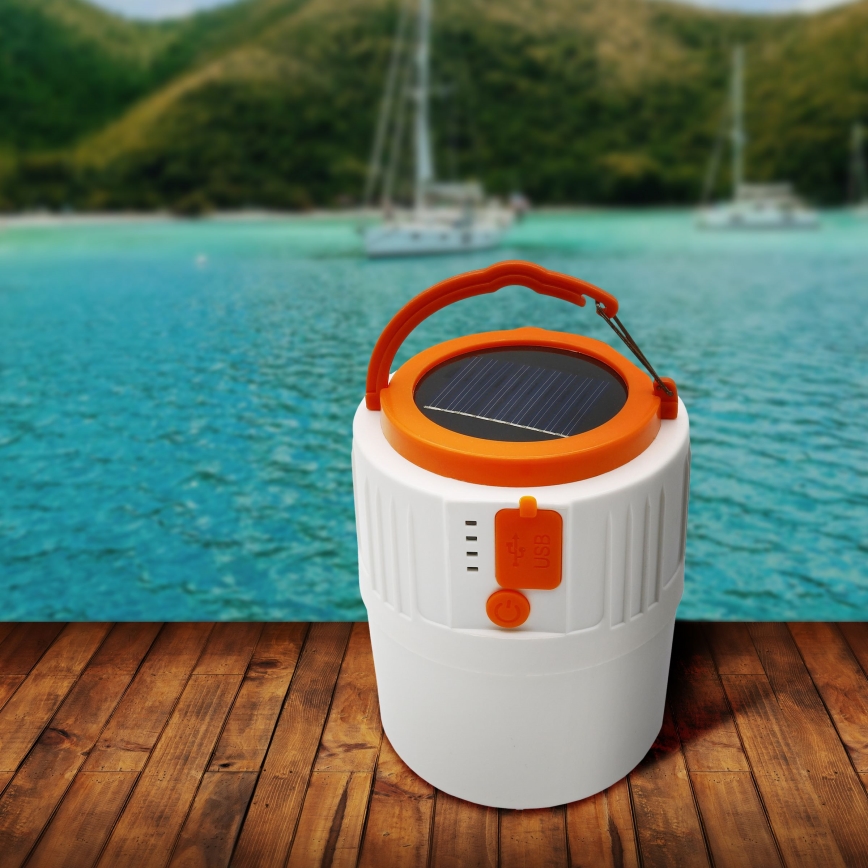 Lampă solară reîncărcabilă cu LED reglabilă, funcție powerbank K1 LED/3W/3,7V 7000K IPX4 3200 mAh albă