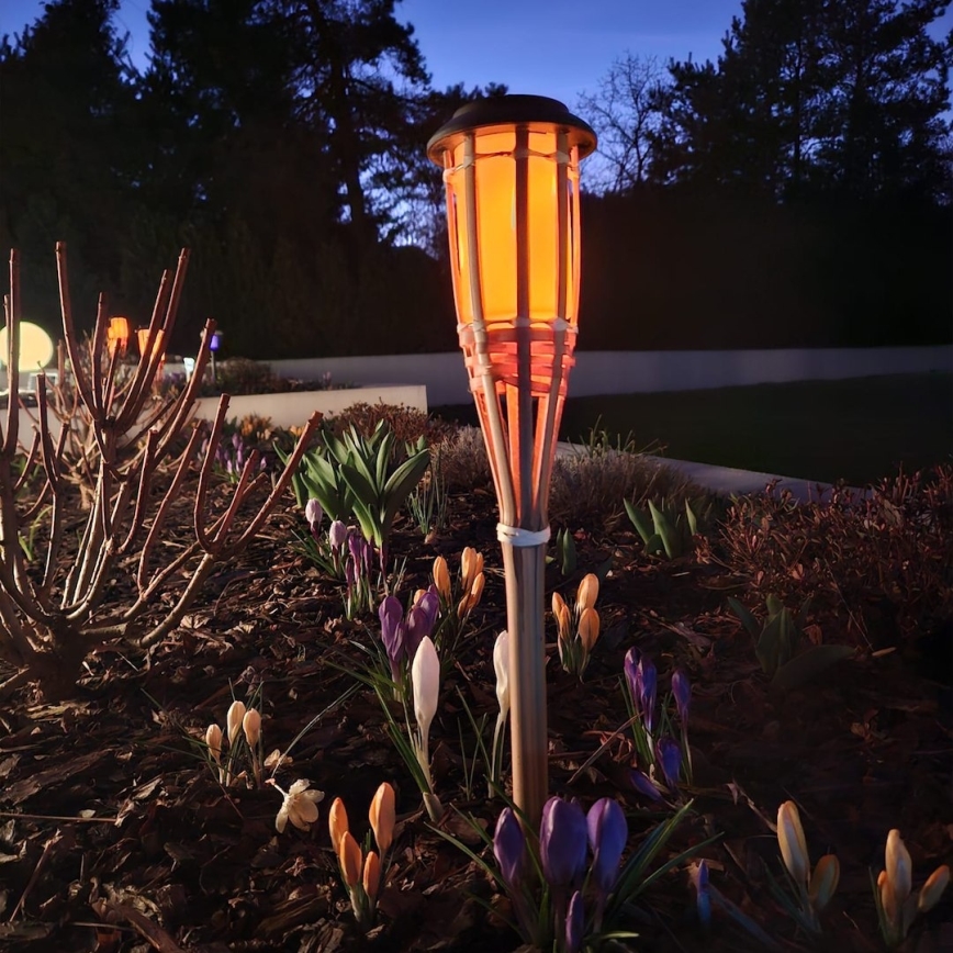 Lampă solară LED BAMBOO, 1,2 V, 150 mAh, 1800 K, 56 cm, IP44, bej