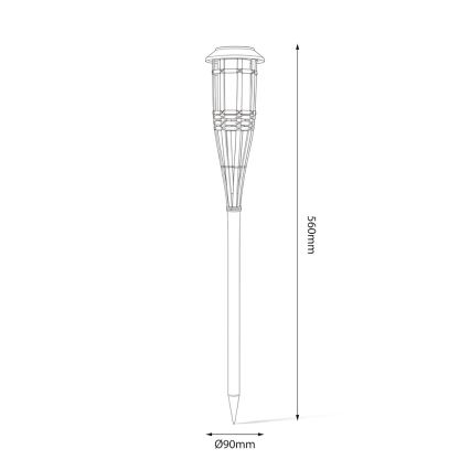 Lampă solară LED BAMBOO, 1,2 V, 150 mAh, 1800 K, 56 cm, IP44, bej