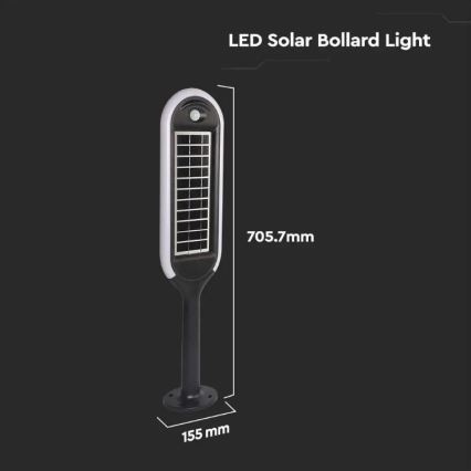 Lampă solară LED cu senzor BOLLARD LED/5W/5,5V 70 cm 3000K IP65 2000 mAh