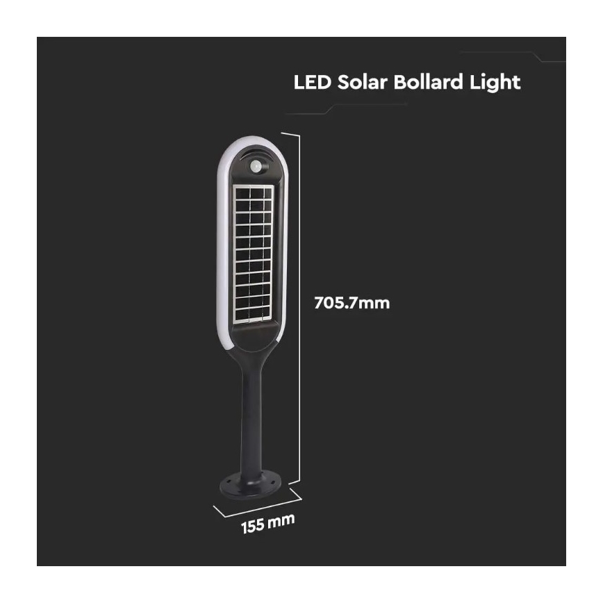 Lampă solară LED cu senzor BOLLARD LED/5W/5,5V 70 cm 4000K IP65 2000 mAh
