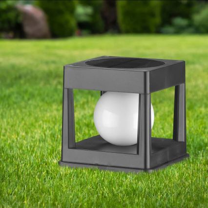 Lampă solară LED CUBO, 3,7 V, 1200 mAh, IP44, negru