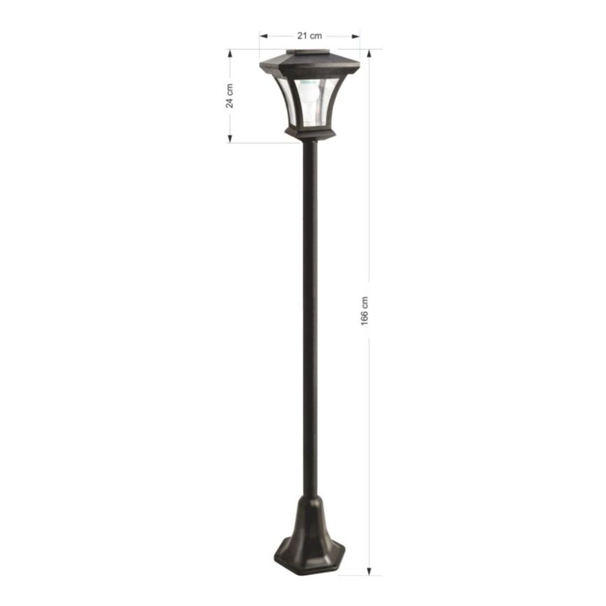 Lampă solară LED de exterior, 1,2 V, 1800 mAh, IP44, negru