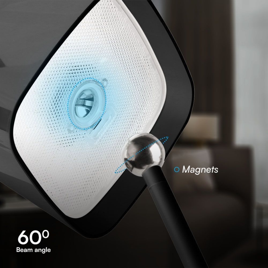 Lampă de birou LED solară cu încărcare, reglabilă, cu atingere și magnet, LED/5W/5V, 3000-6000K, 3600 mAh, IP65, neagră