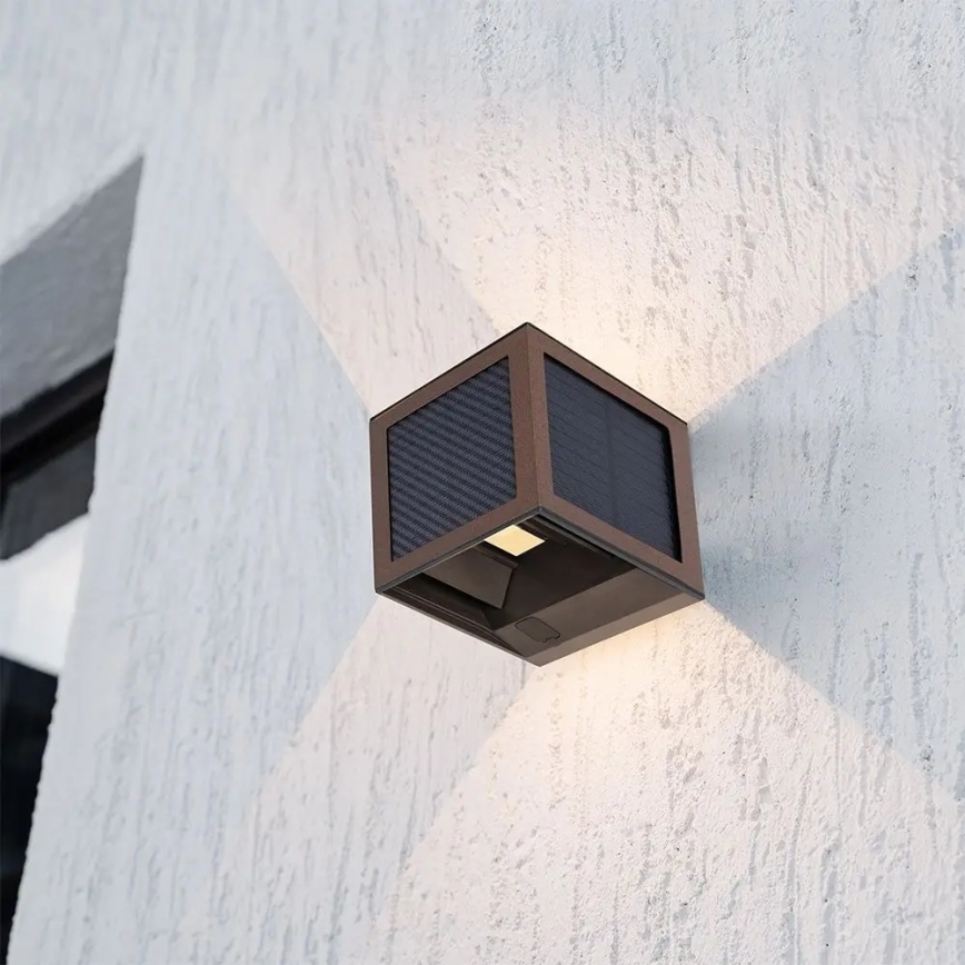 Aplică solară de perete cu LED și senzor LED/9W/3,7V 3000/4000/6000K IP65 2600 mAh maro