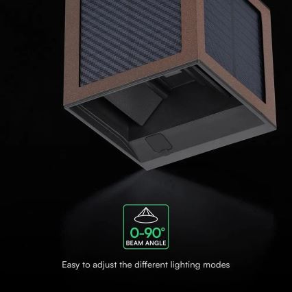 Aplică solară de perete cu LED și senzor LED/9W/3,7V 3000/4000/6000K IP65 2600 mAh maro