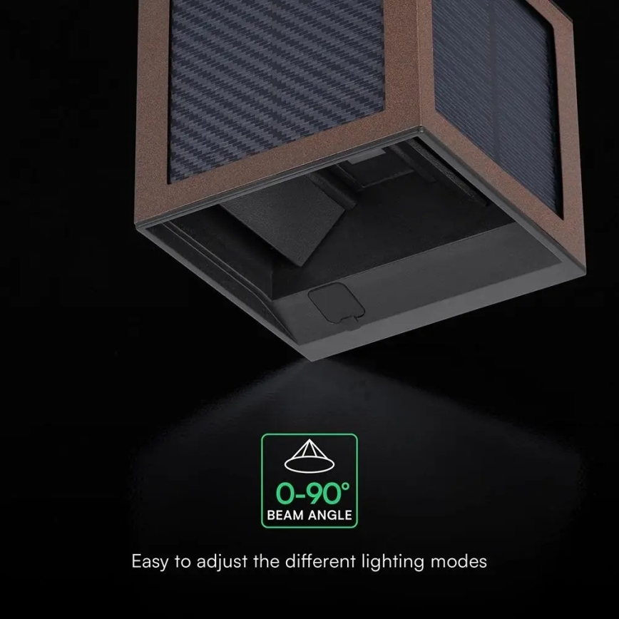 Aplică solară de perete cu LED și senzor LED/9W/3,7V 3000/4000/6000K IP65 2600 mAh maro