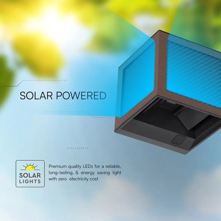 Aplică solară de perete cu LED și senzor LED/9W/3,7V 3000/4000/6000K IP65 2600 mAh maro