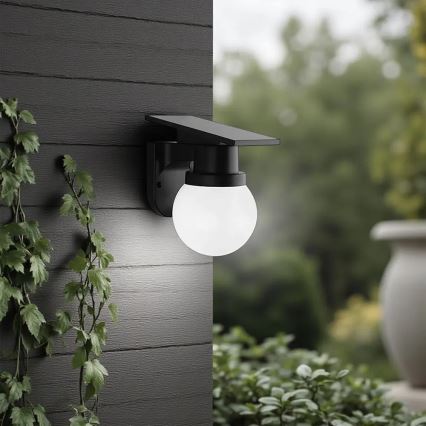 Lampă de perete solară LED/3,7V 3000/4000/6400K IP54 1800 mAh neagră + telecomandă