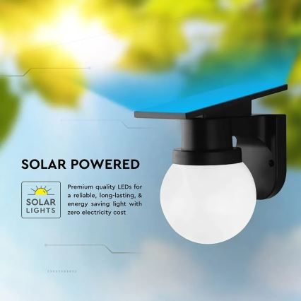 Lampă de perete solară LED/3,7V 3000/4000/6400K IP54 1800 mAh neagră + telecomandă