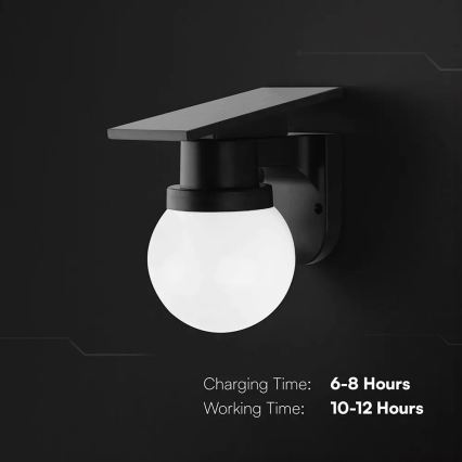 Lampă de perete solară LED/3,7V 3000/4000/6400K IP54 1800 mAh neagră + telecomandă