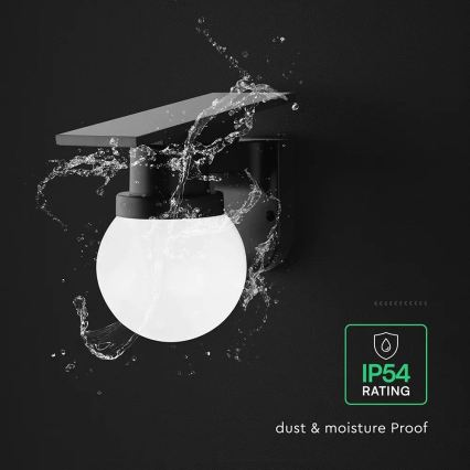 Lampă de perete solară LED/3,7V 3000/4000/6400K IP54 1800 mAh neagră + telecomandă