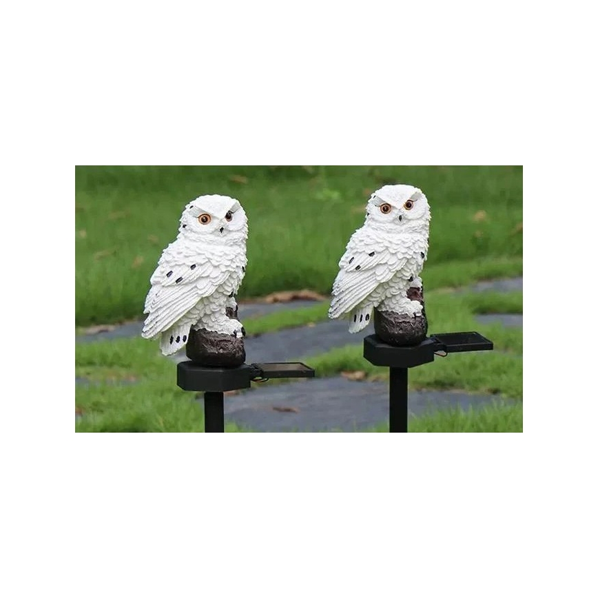 Lampă LED solară decorativă cu senzor 6xLED/1,2V 3000K 40 cm 600 mAh IP44 bufniță