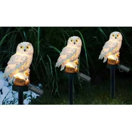 Lampă LED solară decorativă cu senzor 6xLED/1,2V 3000K 40 cm 600 mAh IP44 bufniță