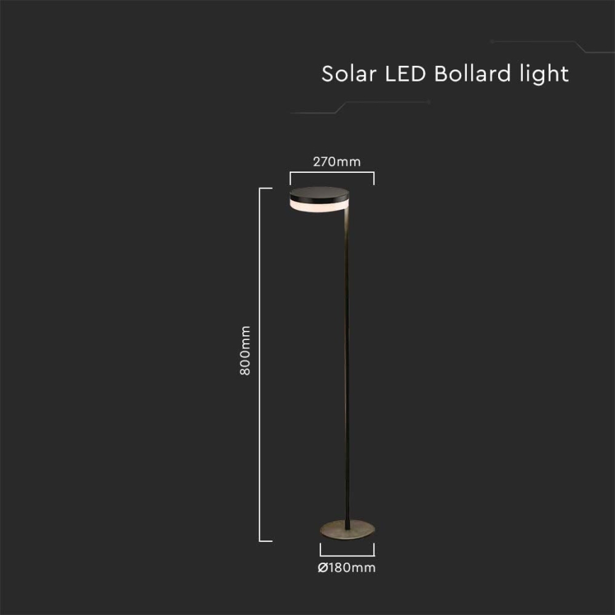 Lampă solară LED pentru exterior LED/2W/3,7V 3000K IP54 2000 mAh negru