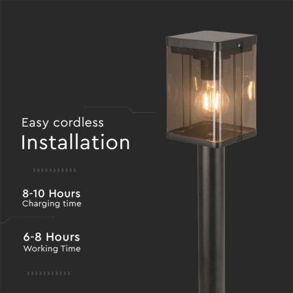 Lampă solară LED de exterior cu senzor LED/2,5W/3,7V 3000K IP54 2000 mAh neagră