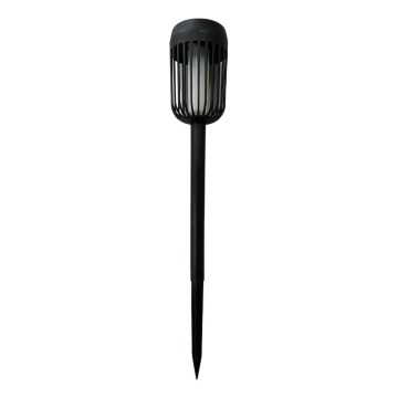 Lampă solară LED FLAME, 1,2 V, 100 mAh, 1800 K, 37 cm, IP44, negru