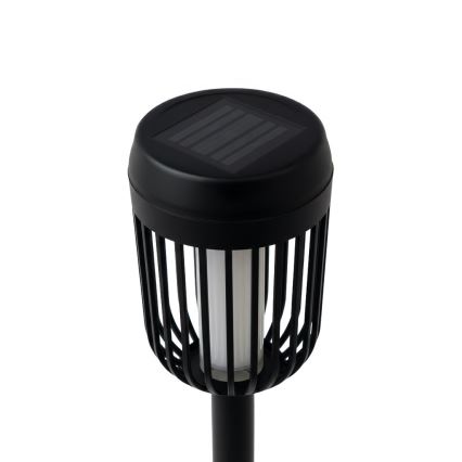 Lampă solară LED FLAME, 1,2 V, 100 mAh, 1800 K, 37 cm, IP44, negru