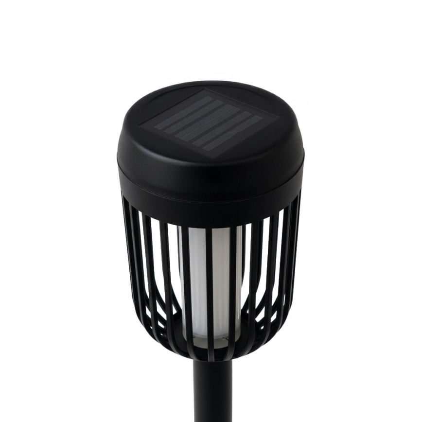 Lampă solară LED FLAME, 1,2 V, 100 mAh, 1800 K, 37 cm, IP44, negru