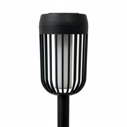 Lampă solară LED FLAME, 1,2 V, 100 mAh, 1800 K, 37 cm, IP44, negru