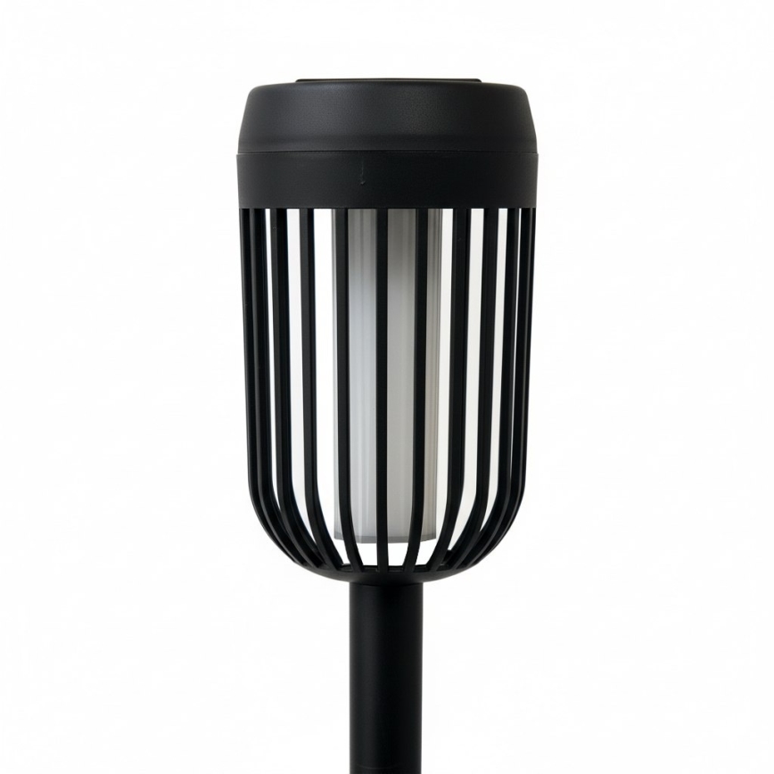 Lampă solară LED FLAME, 1,2 V, 100 mAh, 1800 K, 37 cm, IP44, negru