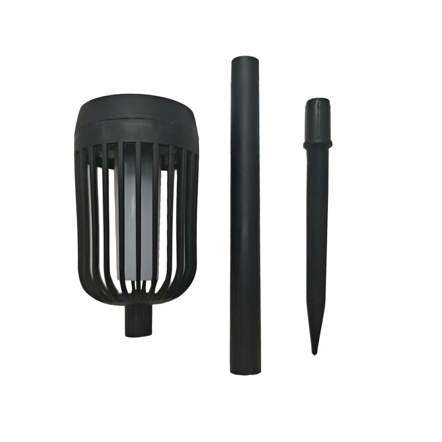 Lampă solară LED FLAME, 1,2 V, 100 mAh, 1800 K, 37 cm, IP44, negru