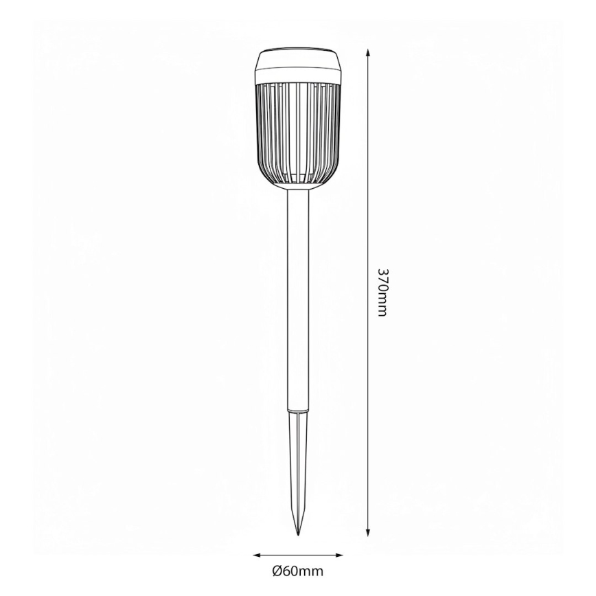Lampă solară LED FLAME, 1,2 V, 100 mAh, 1800 K, 37 cm, IP44, negru